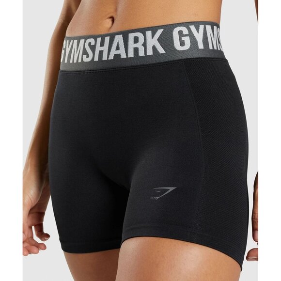 Gymshark flex Shorts Size M  Black/charcoal Grey, women's shorts NWT Gymwear - Picture 1 of 9